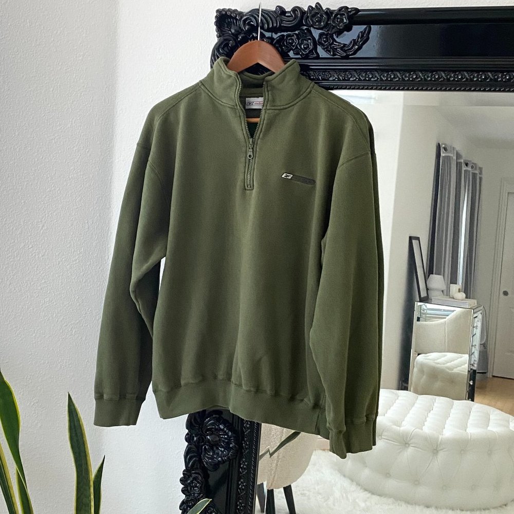 Reebok | Women's Green Quarter Zip Oversized Sweatshirt